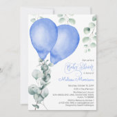 Blue Balloon Baby Shower Kaart (Voorkant)
