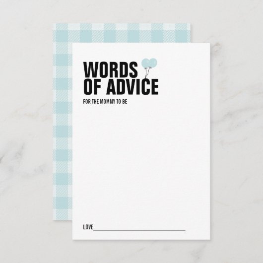 Blue Balloon Baby shower Mammie Advice Kaart (Voorkant / Achterkant)