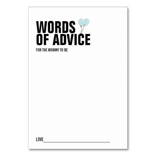 Blue Balloon Baby shower Mammie Advice Kaart (Voorkant)