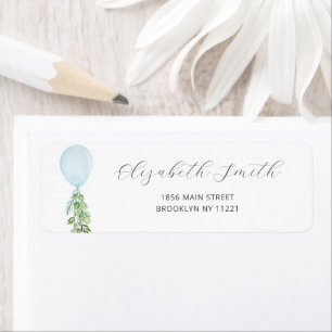 Blue Balloon Baby shower Return Address Label