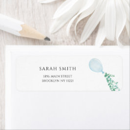 Blue Balloon Baby shower Return Address Label