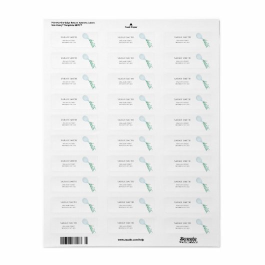 Blue Balloon Baby shower Return Address Label (Full Sheet)