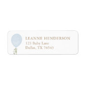 Blue Balloon Baby shower Return-adres Etiket (Voorkant)