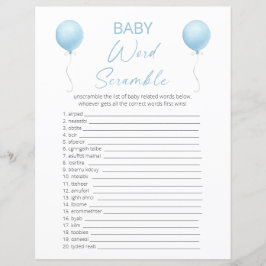 Blue Balloon Baby shower Word Scramble