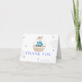 Blue Balloon Basket Baby shower Bedankt Card (Voorkant)