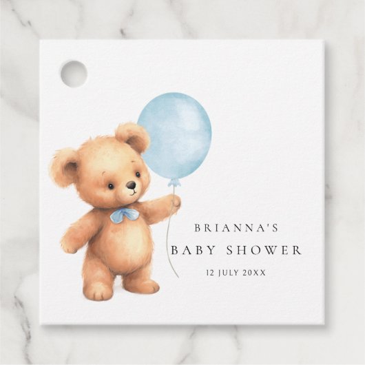 Blue Balloon Beer Baby shower Bedankjes Labels (Voorkant)