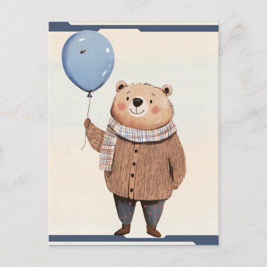 Blue Balloon Beer in Bruine Trui Plaid Sjaal Briefkaart (Voorkant)