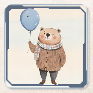Blue Balloon Beer in Bruine Trui Plaid Sjaal Kartonnen Onderzetters