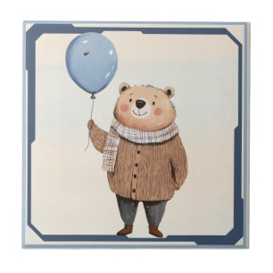 Blue Balloon Beer in Bruine Trui Plaid Sjaal Tegeltje