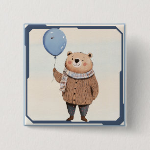 Blue Balloon Beer in Bruine Trui Plaid Sjaal Vierkante Button 5,1 Cm