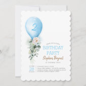 Blue Balloon Birthday Uitnodigingen voor jongen (Voorkant)
