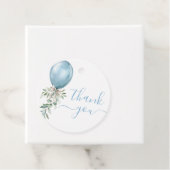 Blue Balloon Bow Greenery Baby shower Bedankt Bedankjes Labels (In situ)