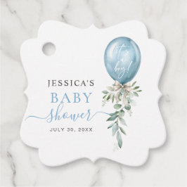 Blue Balloon Bow Greenery Baby shower Bedankt Bedankjes Labels