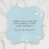 Blue Balloon Bow Greenery Baby shower Bedankt Bedankjes Labels (Achterkant)