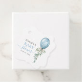 Blue Balloon Bow Greenery Baby shower Bedankt Bedankjes Labels (In situ)