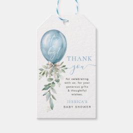 Blue Balloon Bow Greenery Baby Shower Thank You Cadeaulabel