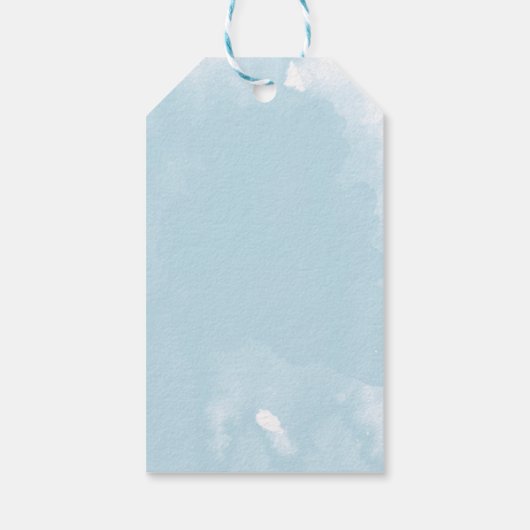 Blue Balloon Bow Greenery Baby Shower Thank You Cadeaulabel (Achterkant)