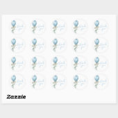 Blue Balloon Bow Greenery Baby Shower Thank You Ronde Sticker (Vel)