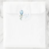 Blue Balloon Bow Greenery Baby Shower Thank You Ronde Sticker (Tas)