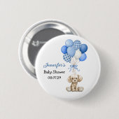 Blue Balloon Boy Baby shower Button (Voorkant /achterkant)
