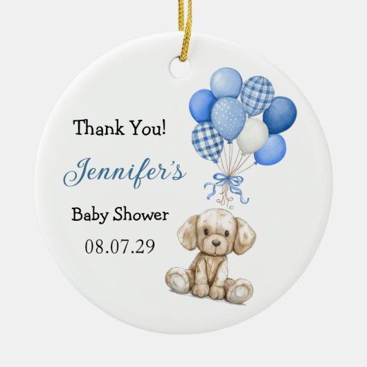Blue Balloon Boy Baby shower Ornament (Voorkant)