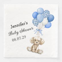 Blue Balloon Boy Baby shower Papier Servet