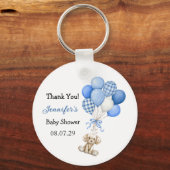 Blue Balloon Boy Baby shower Sleutelhanger (Voorkant)