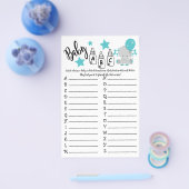 BLUE BALLOON ELEPHANT ABC BABY SHOWER GAME KAART (Enkel)