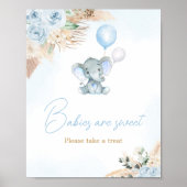 Blue Balloon Elephant Baby shower Baby's zijn zoet Poster (Voorkant)