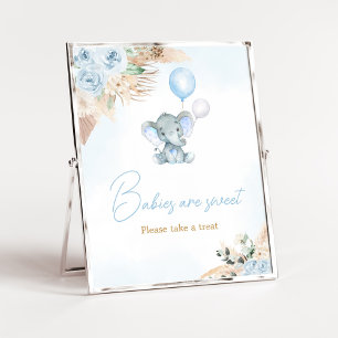 Blue Balloon Elephant Baby shower Baby's zijn zoet Poster