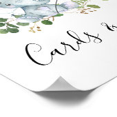 Blue Balloon Elephant Baby shower Party Sign Poster (Hoek)