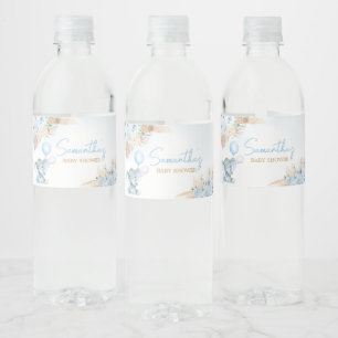 Blue Balloon Elephant Baby shower Waterfles Etiket