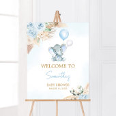 Blue Balloon Elephant Baby shower Welkom Poster