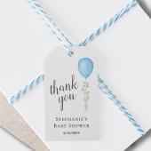 Blue Balloon Eucalyptus Baby shower Bedankt Cadeaulabel
