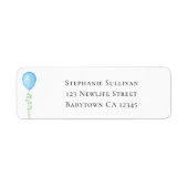 Blue Balloon Eucalyptus Baby Shower Return Address Etiket (Voorkant)