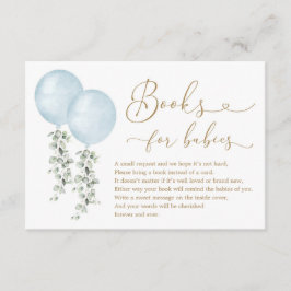 Blue Balloon Eucalyptus Boeken voor Twin Baby Boys Informatiekaartje