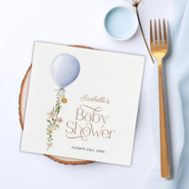 Blue Balloon Floral Boy Baby shower Themapaper Servet