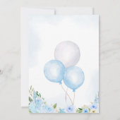 Blue Balloon Floral Elephant Baby shower Kaart (Achterkant)