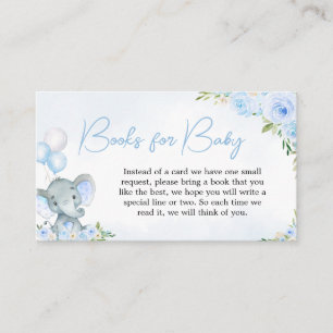 Blue Balloon Floral Elephant Books voor Baby Informatiekaartje