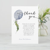 Blue Balloon Garland Baby shower Bedankkaart (Staand voorkant)