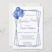 Blue Balloon Glitter Verjaardag Kaart