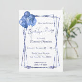 Blue Balloon Glitter Verjaardag Kaart