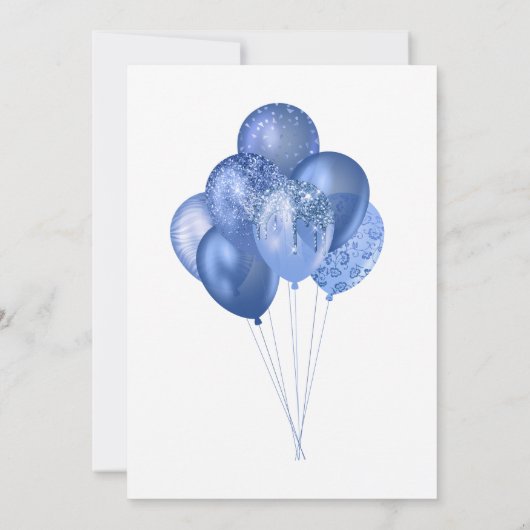 Blue Balloon Glitter Verjaardag Kaart (Achterkant)