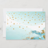 Blue Balloon Gold Twin Boy Baby shower Uitnodiging (Achterkant)