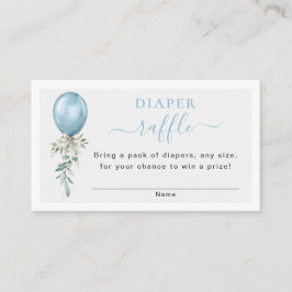 Blue Balloon Greenery Baby Shower Diaper Raffle Informatiekaartje