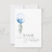 Blue Balloon Greenery Baby shower Hartelijk dank Bedankkaart (Voorkant)