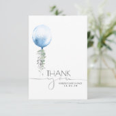 Blue Balloon Greenery Baby shower Hartelijk dank Bedankkaart (Staand voorkant)