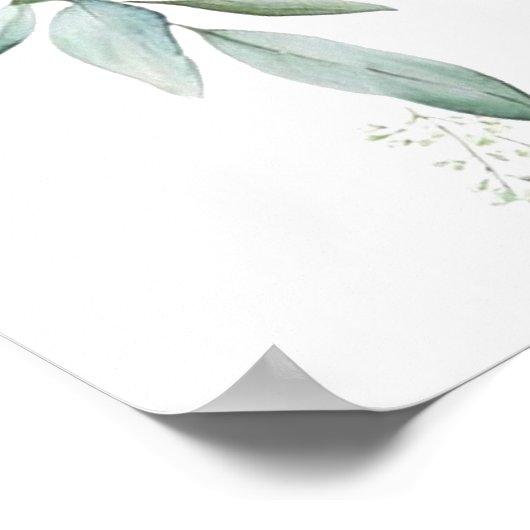 Blue Balloon Greenery Baby shower Take One Favors Poster (Hoek)