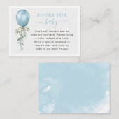 Blue Balloon Greenery Books For Baby Shower Informatiekaartje (Voorkant / Achterkant)