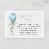 Blue Balloon Greenery Books For Baby Shower Informatiekaartje (Voorkant)